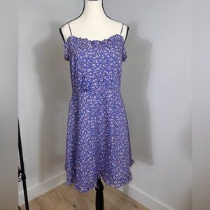 Madewell Cami Ruffle-Hem Mini Dress in Summer Vines Print